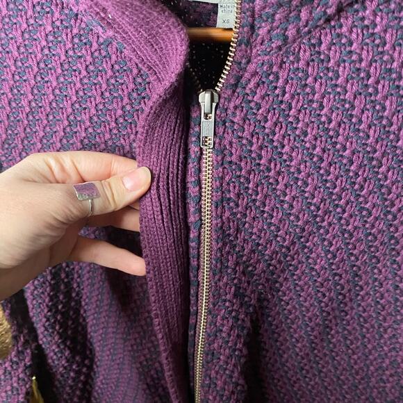 Habitat Clothes To Live In‎ Purple Black Knit Zip Front Cardigan Sweater Size XS - Picture 4 of 6